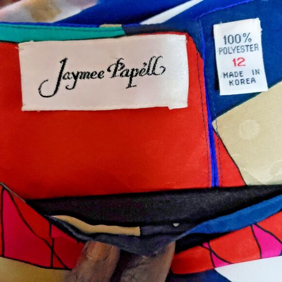 Women's VTG Jaymee Papell Multicolor 3/4 Sleeve Midi Summer Dress Sz 12 NWOT - Picture 7 of 9